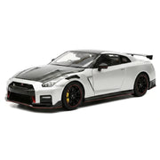 MotorHelix Nissan 2022 GT-R NISMO Special Edition argento 1:18 – modellino auto da collezione in metallo pressofuso