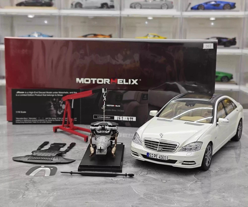 [MotorHelix] 1:18 Mercedes-Benz 2010 W221 S600L blanc voiture miniature Die-Cast