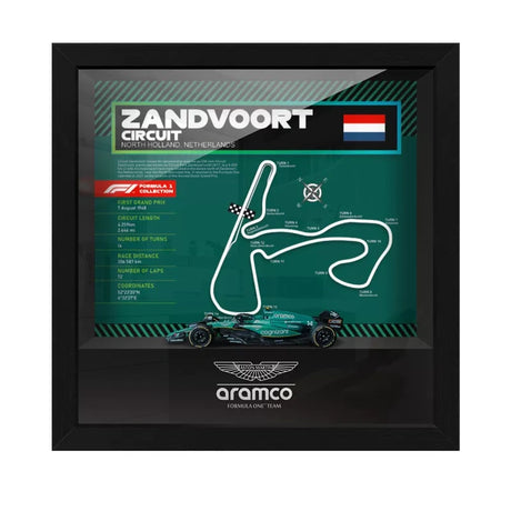 Aston Martin F1 Mapa del Circuito Fernando Alonso Exhibición de coches en miniatura enmarcada