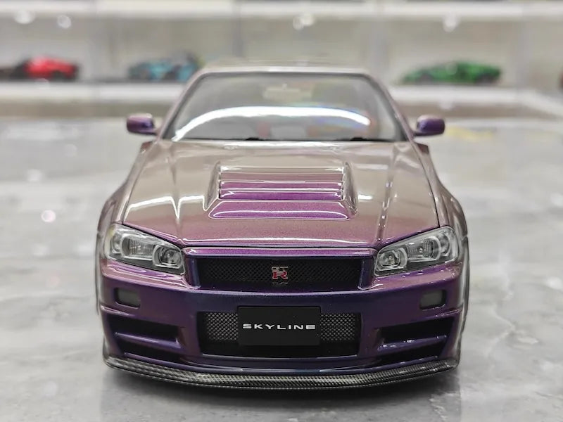 1:18 Nissan 1999 Skyline GT-R R34 R-tune Purple Die Cast Model Car