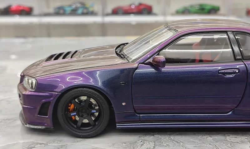 1:18 Nissan 1999 Skyline GT-R R34 R-tune Purple Die Cast Model Car