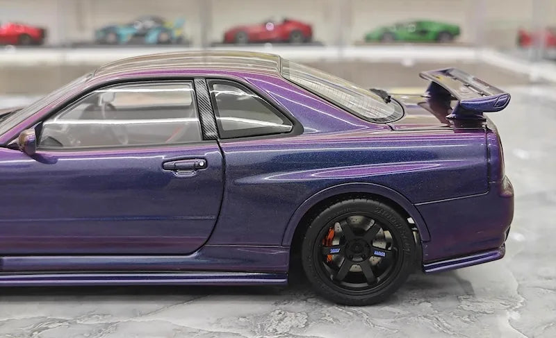 1:18 Nissan 1999 Skyline GT-R R34 R-tune Purple Die Cast Model Car