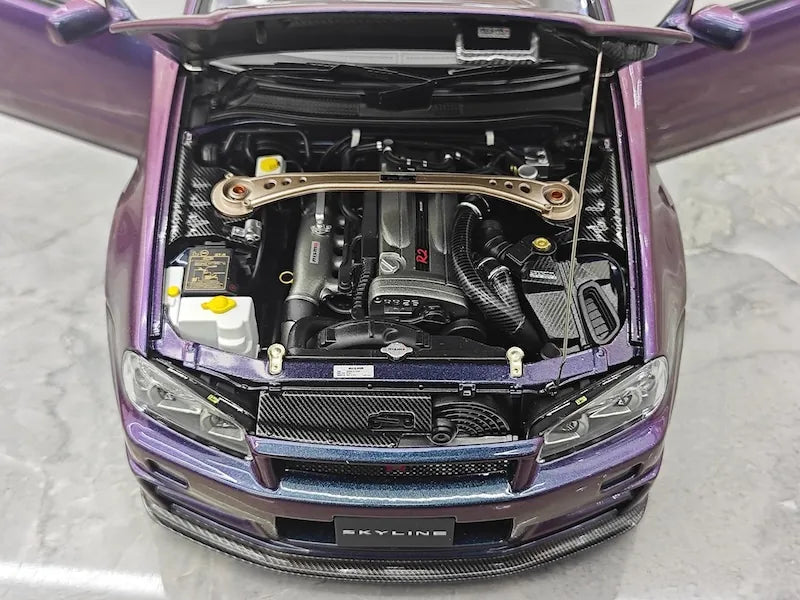 1:18 Nissan 1999 Skyline GT-R R34 R-tune Purple Die Cast Model Car