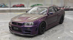 1:18 Nissan 1999 Skyline GT-R R34 R-tune Purple Die Cast Model Car