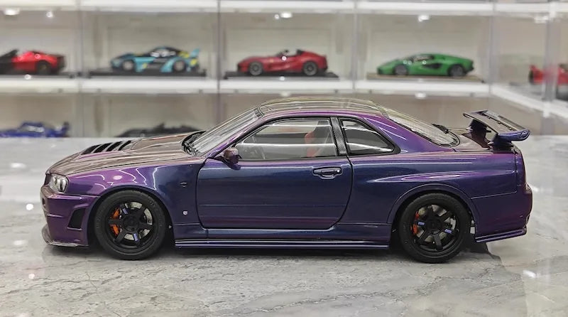 1:18 Nissan 1999 Skyline GT-R R34 R-tune Purple Die Cast Model Car