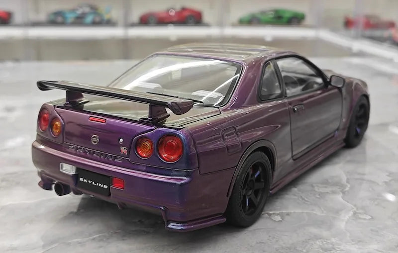 1:18 Nissan 1999 Skyline GT-R R34 R-tune Purple Die Cast Model Car