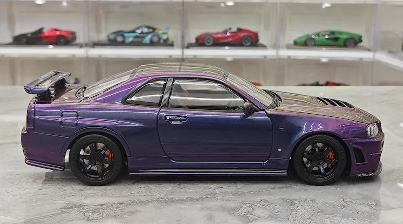 1:18 Nissan 1999 Skyline GT-R R34 R-tune Purple Die Cast Model Car