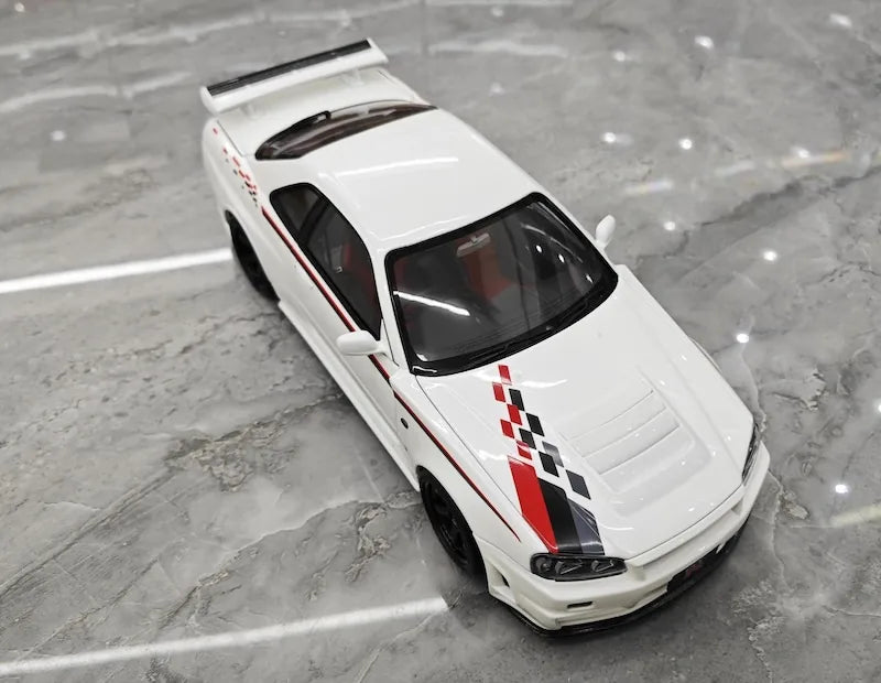 1:18 Nissan 1999 Skyline GT-R R34 R-tune White Die Cast Model Car