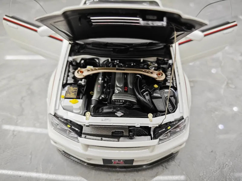 1:18 Nissan 1999 Skyline GT-R R34 R-tune White Die Cast Model Car