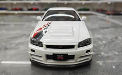 1:18 Nissan 1999 Skyline GT-R R34 R-tune White Die Cast Model Car