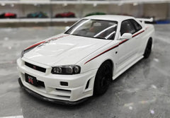 1:18 Nissan 1999 Skyline GT-R R34 R-tune White Die Cast Model Car
