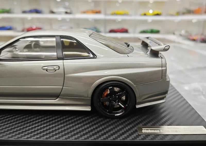 1:18 Nissan 1999 Skyline GT-R BNR34 Gray Die Cast Model Car
