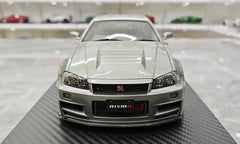 1:18 Nissan 1999 Skyline GT-R BNR34 Gray Die Cast Model Car