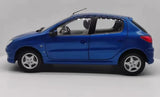 [OEM] 1:18 Peugeot 1998 206 sininen pienoismalli Die-Cast