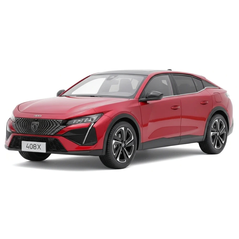 [OEM] 1:18 Peugeot 2023 408X rosso modellino di auto Die-Cast