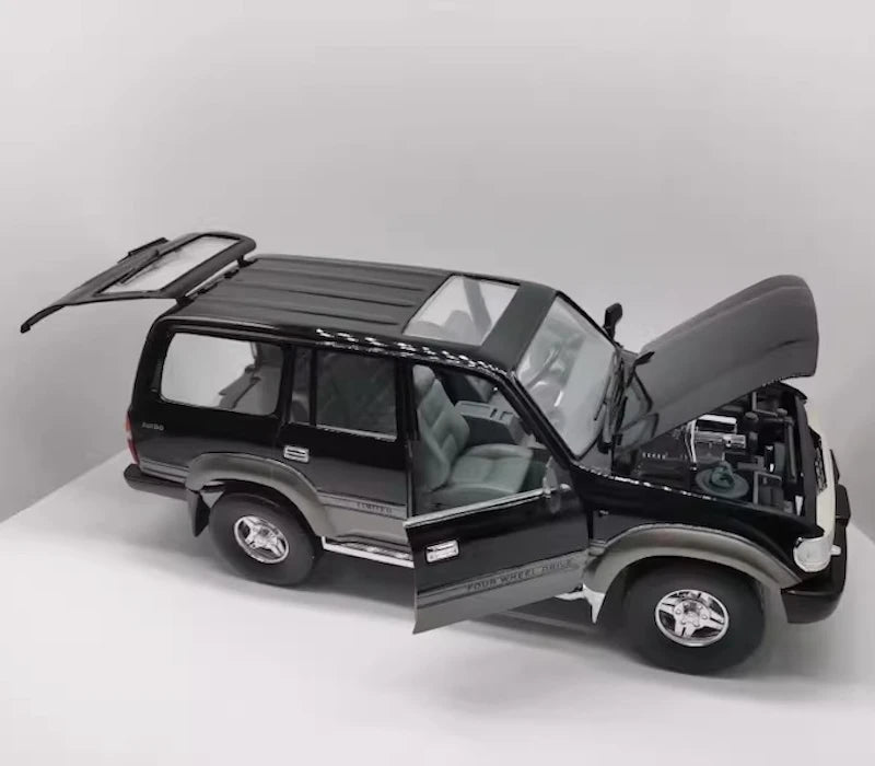 [OEM] 1:18 Toyota 1990 Land Cruiser 80 Series Black Model Car Die-Cast