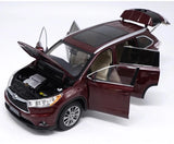 [OEM] 1:18 Toyota 2015 Highlander Red Model Car Die-Cast