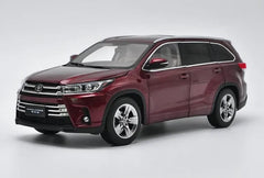 [OEM] 1:18 Toyota 2018 Highlander rosso modellino di auto Die-Cast