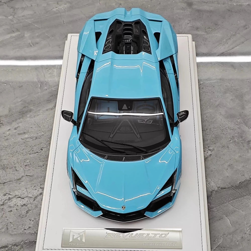 [PFM] 1:18 Lamborghini 2023 Revuelto bleu voiture miniature Resin