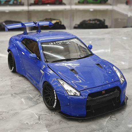 PGM Nissan 2007 GT-R R35 LB ووركس بلو 1:18 – نموذج معدني قابل للجمع من القالب المصبوب