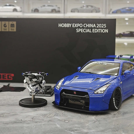 PGM Nissan 2007 GT-R R35 LB ووركس بلو 1:18 – نموذج معدني قابل للجمع من القالب المصبوب