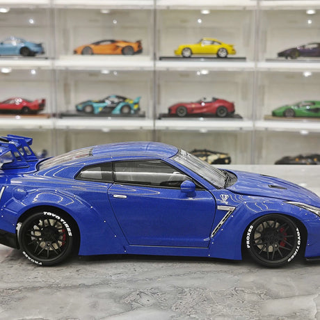 PGM Nissan 2007 GT-R R35 LB ووركس بلو 1:18 – نموذج معدني قابل للجمع من القالب المصبوب