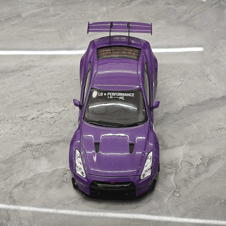 PGM Nissan 2007 GT-R R35 LB ووركس بنفسجي 1:18 – نموذج معدني قابل للجمع من القالب المصبوب