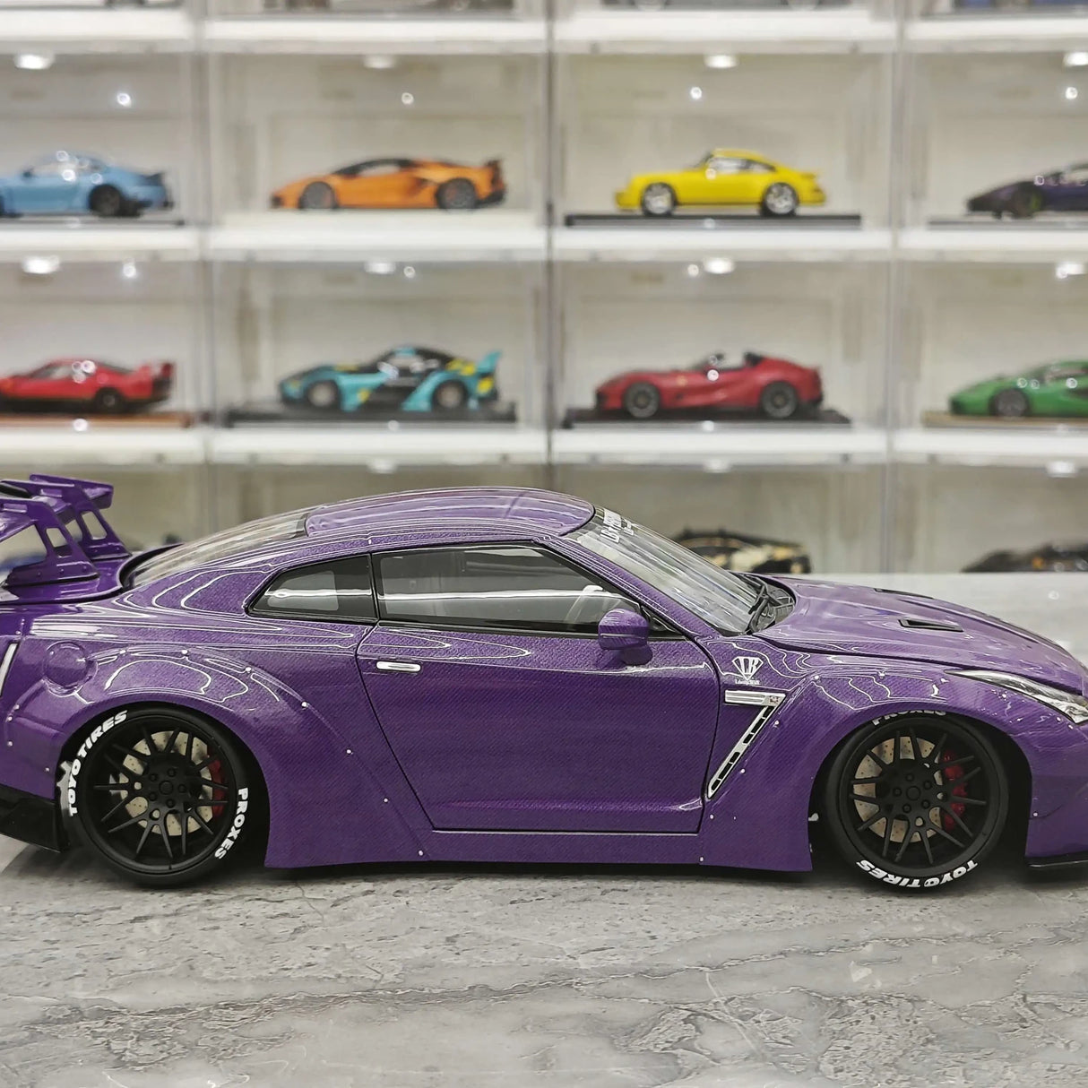 PGM Nissan 2007 GT-R R35 LB Works Purple 1:18 – Collectible Diecast Model Die-Cast