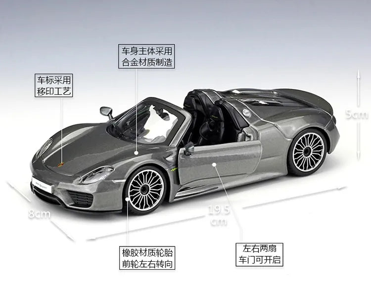 1:24 Porsche 2013 918 Convertible Die Cast Model Car