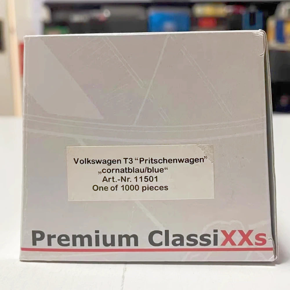 [Premium ClassiXXs] 1:43 Volkswagen 1988 T3 Transporter Pickup Blue Model Car Die-Cast