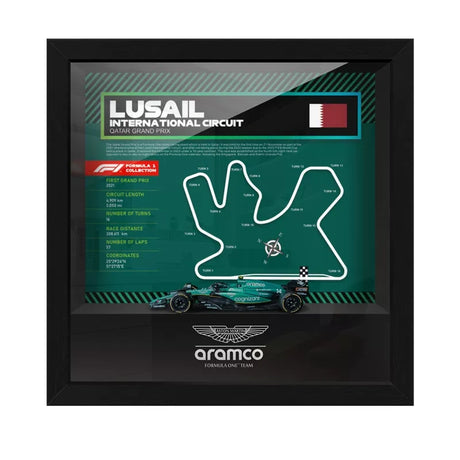 Aston Martin F1 Mapa del Circuito Fernando Alonso Exhibición de coches en miniatura enmarcada