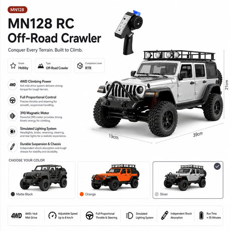 1:12 Jeep Wrangler Coche 4WD RTR RC Todoterreno RC Coche
