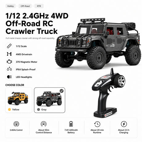 1:12 Hummer H1 للطرق الوعرة Truck 4WD RTR سيارة تحكم عن بعد
