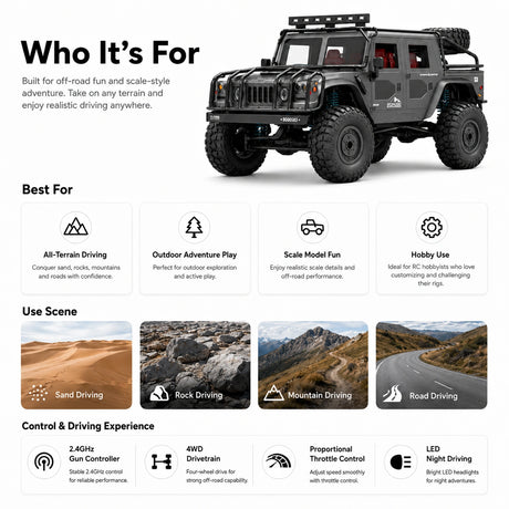 1:12 Hummer H1 للطرق الوعرة Truck 4WD RTR سيارة تحكم عن بعد