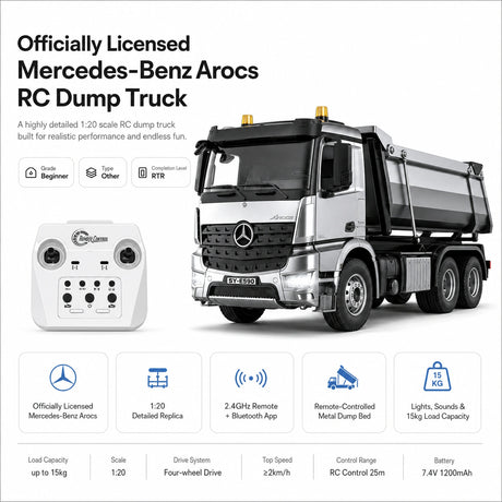 1:20 Mercedes-Benz Arocs Dump Truck RTR سيارة تحكم عن بعد