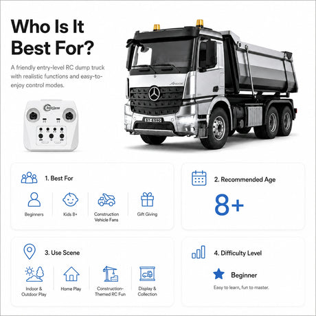 1:20 Mercedes-Benz Arocs Dump Truck RTR سيارة تحكم عن بعد