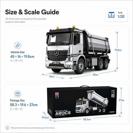 1:20 Mercedes-Benz Arocs Dump Truck RTR سيارة تحكم عن بعد