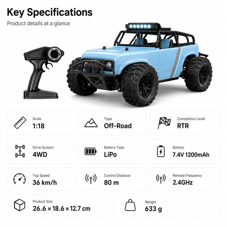 1:18 سيارة RC سيارة 4WD RTR RC للطرق الوعرة للحصاد الدولي