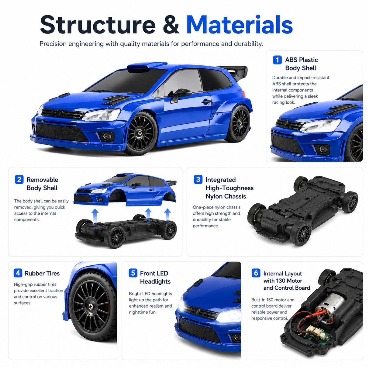 1:28 Volkswagen Polo R 4WD Drift RTR سيارة تحكم عن بعد