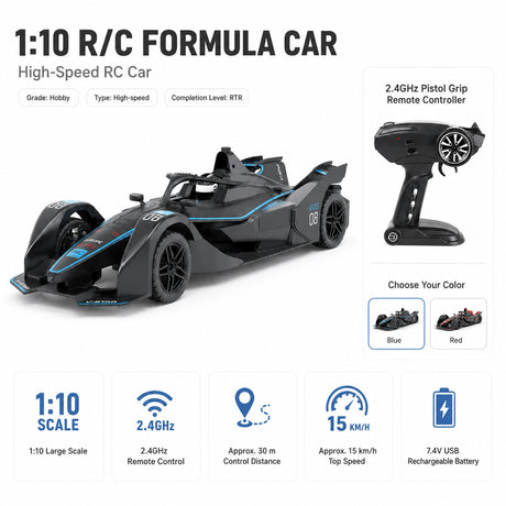 1:10 المقياس F1 RC Racing Car – 2.4GHz High-Speed Drift with LED Lights RC Car
