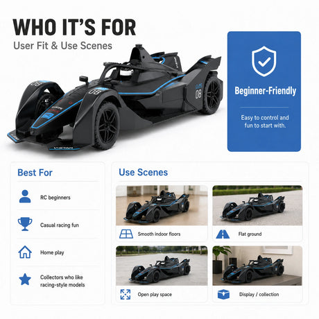 1:10 المقياس F1 RC Racing Car – 2.4GHz High-Speed Drift with LED Lights RC Car