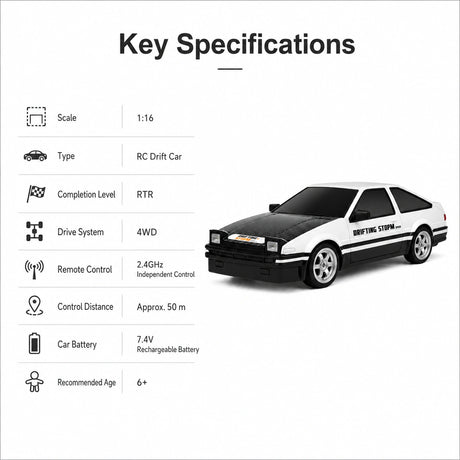 1:15 المقياس Classic Toyota AE86 Drift RC Car - Drift Car Model RC Car