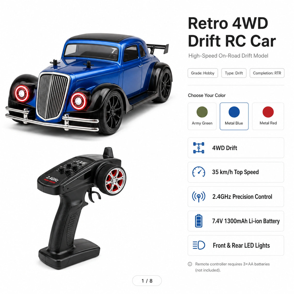 1:10 스케일 Classic Vintage RC Car - High Speed 및 Realistic Detailing RC Car