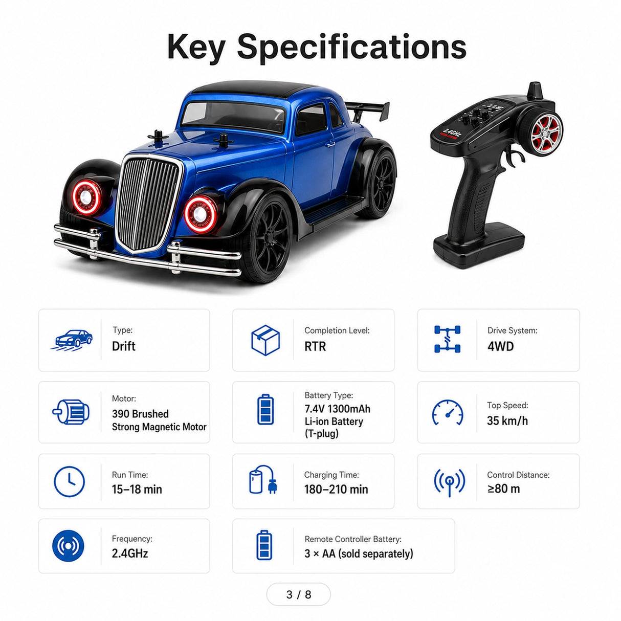 1:10 스케일 Classic Vintage RC Car - High Speed 및 Realistic Detailing RC Car