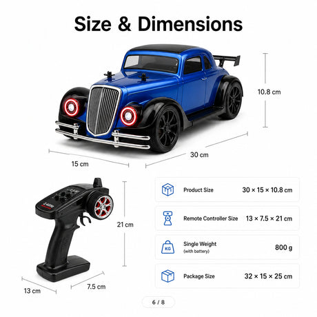 1:10 المقياس Classic Vintage RC Car - High Speed with Realistic Detailing RC Car