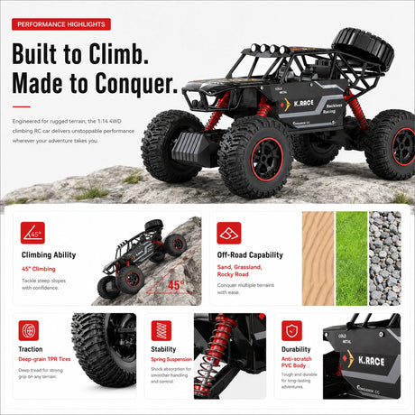 1:14 المقياس 4WD Climbing RC Car | High-Performance Off-Road RC Car