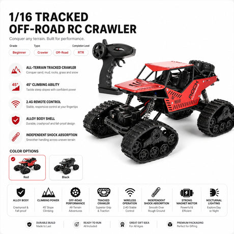 1:16 المقياس Tracked RC Climbing Car - All-Terrain Off-Road 4WD Vehicle RC Car
