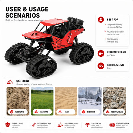 1:16 المقياس Tracked RC Climbing Car - All-Terrain Off-Road 4WD Vehicle RC Car