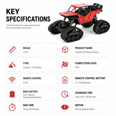 1:16 المقياس Tracked RC Climbing Car - All-Terrain Off-Road 4WD Vehicle RC Car