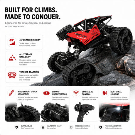 1:16 المقياس Tracked RC Climbing Car - All-Terrain Off-Road 4WD Vehicle RC Car